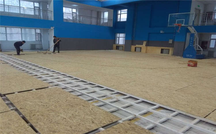 俄勒冈松羽毛球馆木地板板式龙骨结构